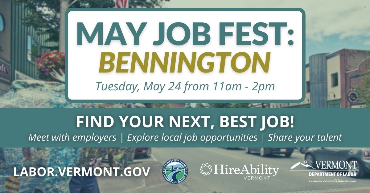 May Job Fest Bennington will take place on May 24 from 11am - 2pm