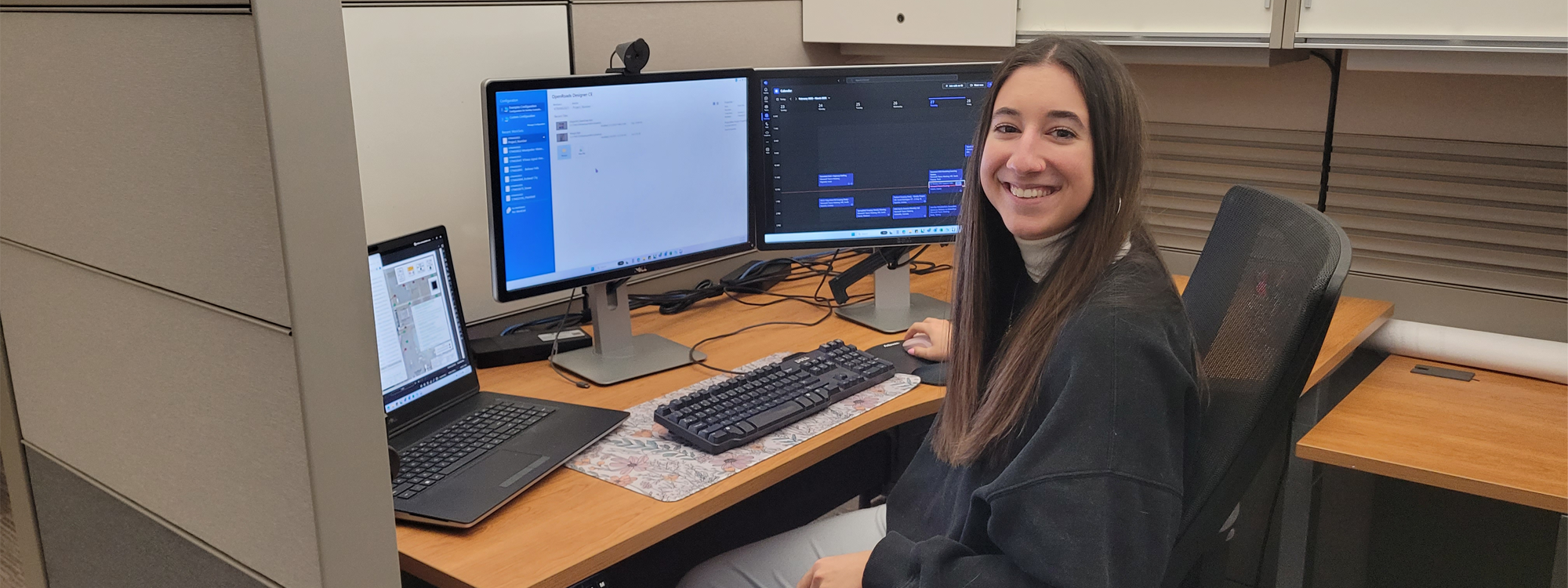 Madison Carver working at her desk