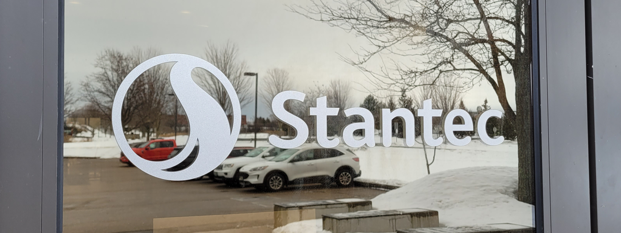 Stantec's logo on the entry door