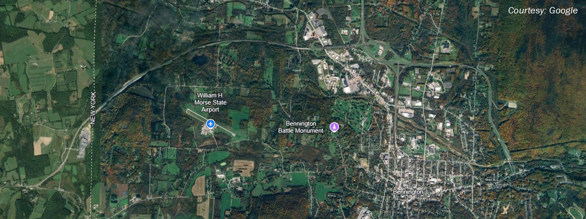A satellite view of the Bennington Bypass (courtesy: Google)